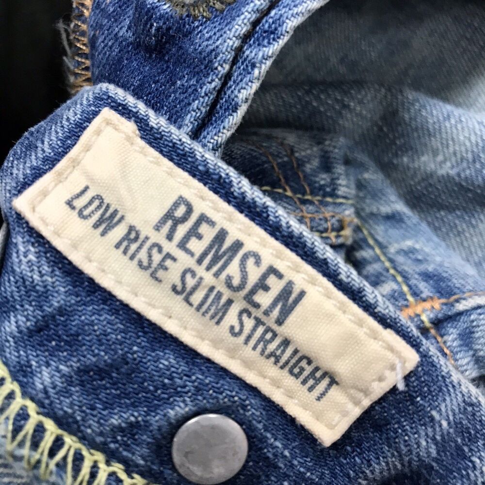Y2K ABERCROMBIE & FITCH Remsen Jeans Men 32x34 Distressed Low Rise Slim Straight - Picture 15 of 16